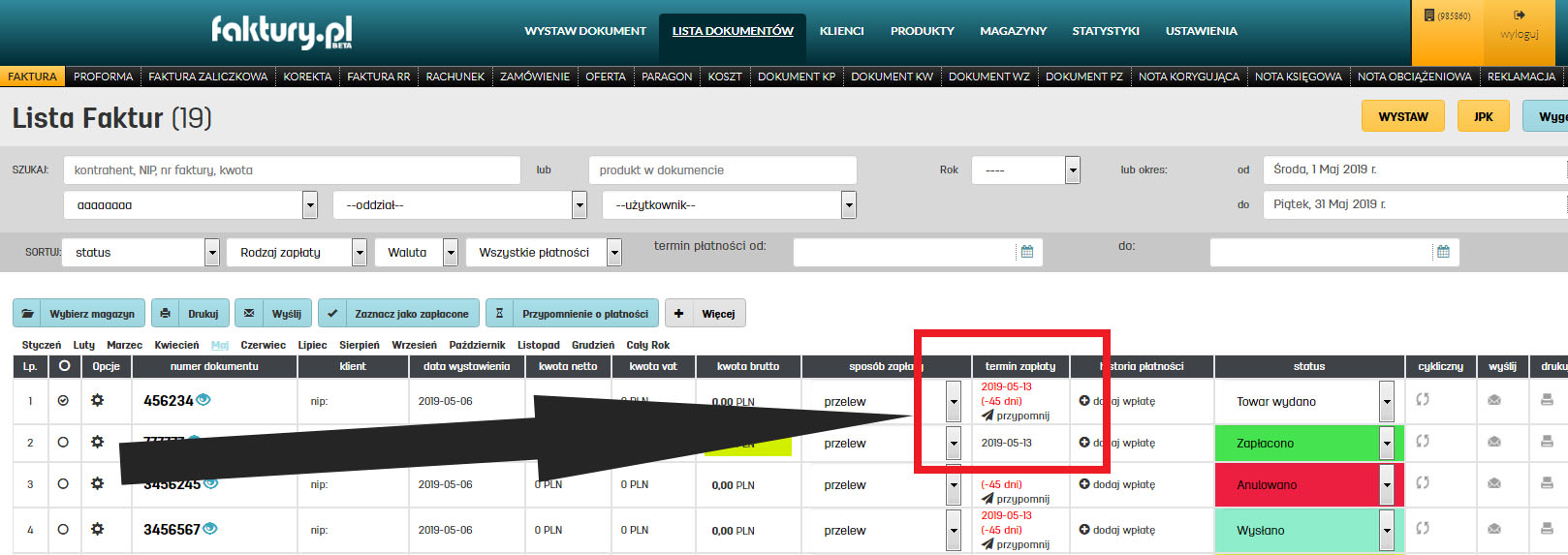 Przypomnienie o płatności wysyłane do kontrahentów na faktury.pl