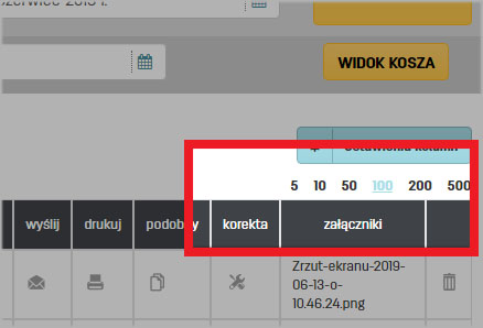 Jak zmienić liczbę widocznych dokumentów?