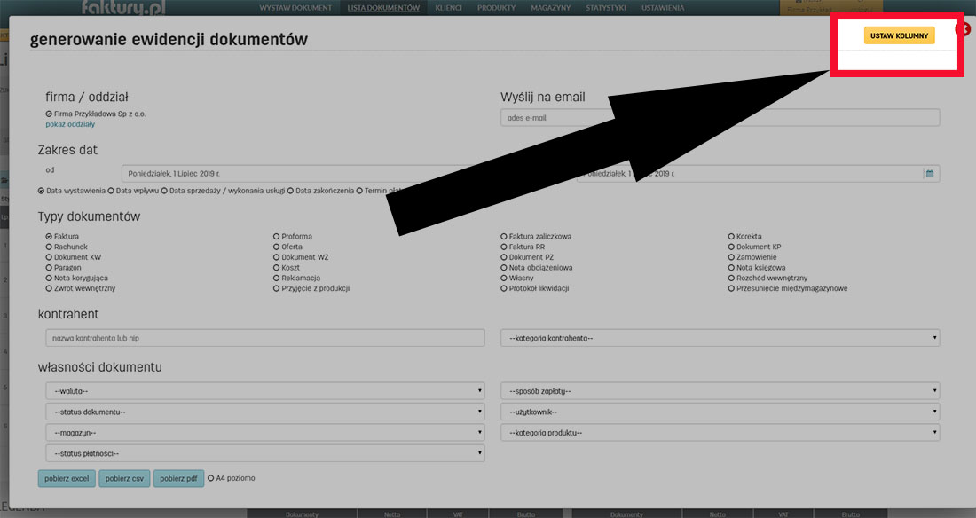 Jak wygenerować ewidencję faktur dla jednego kontrahenta w serwisie faktury.pl