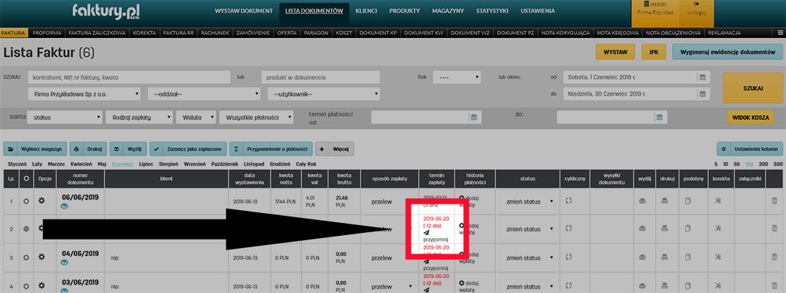 Wysyłka wezwania do zapłaty do klienta w serwisie faktury.pl
