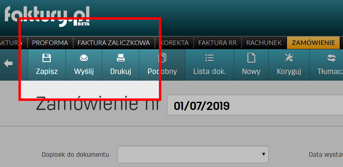 Jak wydrukować zam&oacute;wienie zapisane w programie faktury.pl