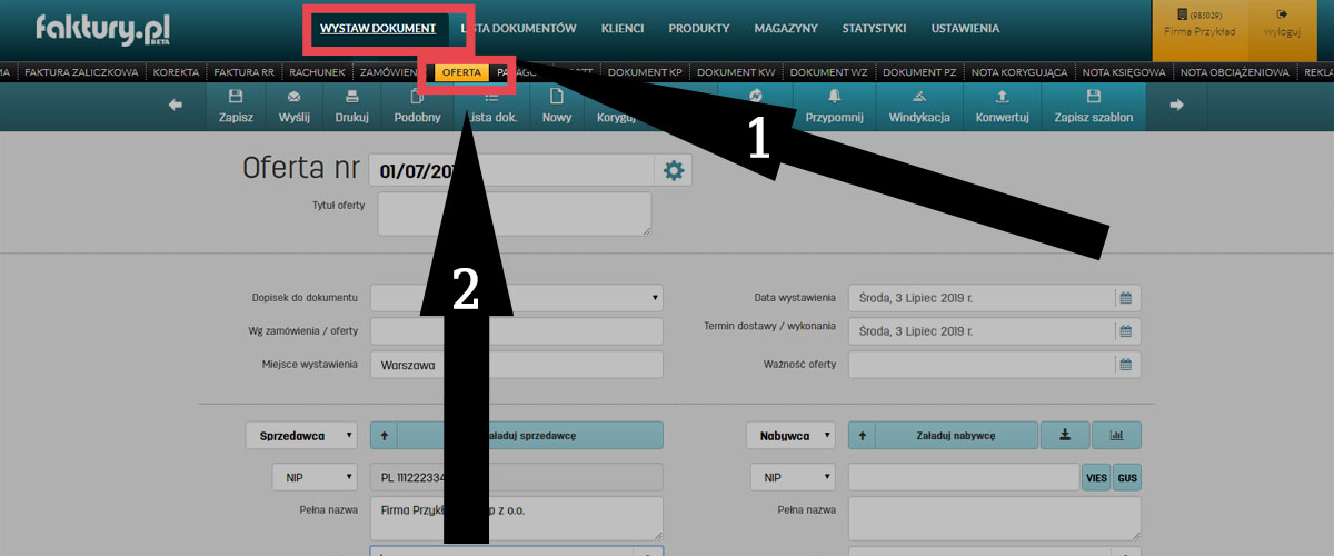 Jak wystawić ofertę handlową w najlepszym programie do fakturowania online faktury.pl Tworzenie ofert handlowych w oprogramowaniu faktury.pl