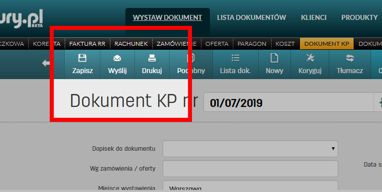 Jak wysłać dokument KP w programie faktury.pl Wysyłka dokumentu KP do kontrahenta w programie faktury.pl