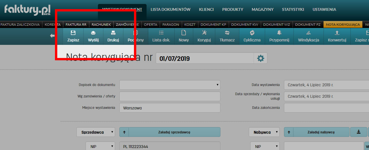 Wystawianie noty korygującej w programie faktury.pl Jak wystawić notę korygującą w programie faktury.pl