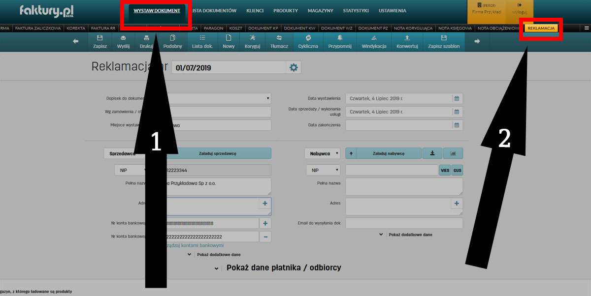 Jak wystawić reklamację przy pomocy programu faktury.pl Wystawianie reklamacji w oprogramowaniu faktury.pl