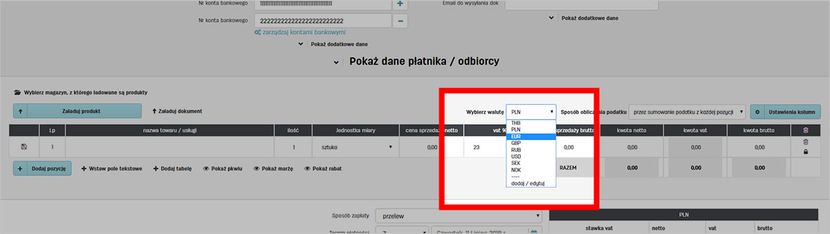 Jak zmienić walutę na wystawianej fakturze zmiana waluty na wystawianej fakturze na faktury.pl