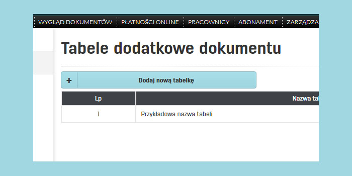 Jak dodać nową tabelę z danymi do faktury