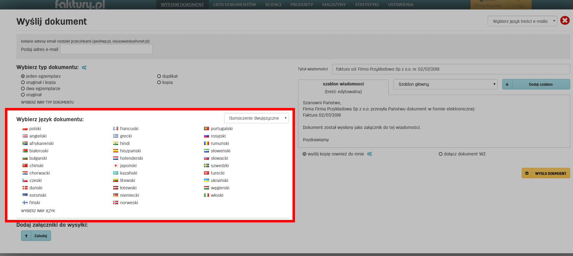 Jak wystawić fakturę dwujęzyczna na faktury.pl Dokumenty dwujęzyczne w programie faktury.pl