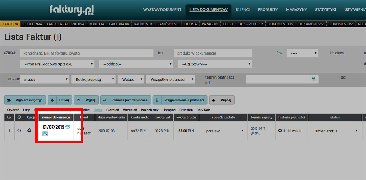 Jak sprawdzić historię wpłat edytując fakturę na faktury.pl Historia wpłat na stronie edycji dokumentu w oprogramowaniu faktury.pl