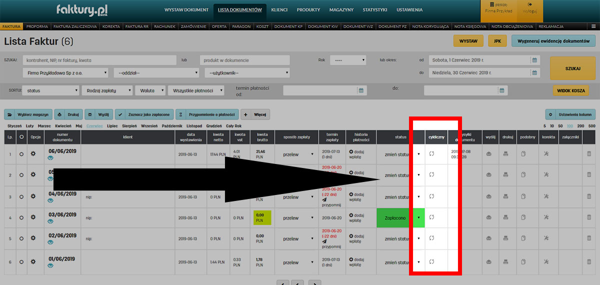 Tworzenie faktur cyklicznych w serwisie faktury.pl