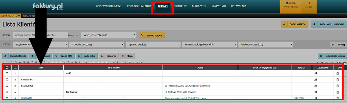 Jak przejść na stronę edycji danych klienta w oprogramowaniu faktury.pl