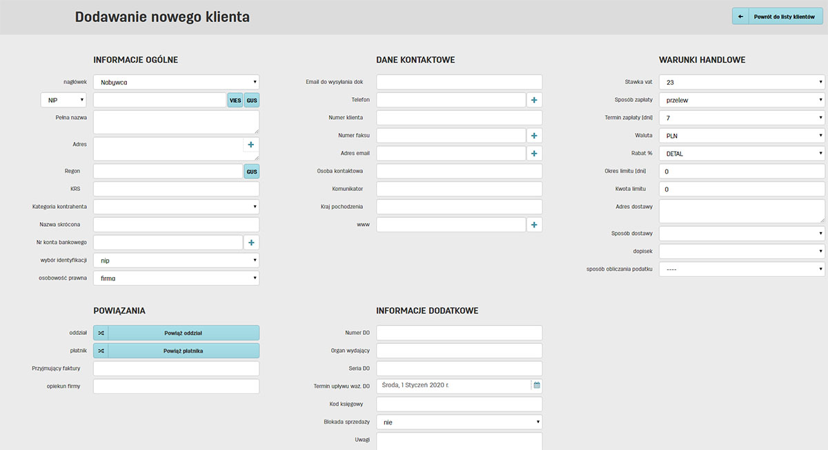 Jak dodać nowego klienta w programie do faktur online faktury.pl