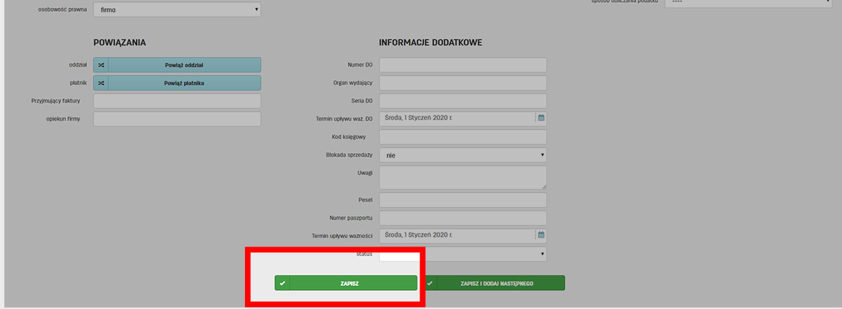 Zapis ustawień klienta w programie faktury.pl Jak zapisać ustawienia klienta w serwisie do faktur online faktury.pl