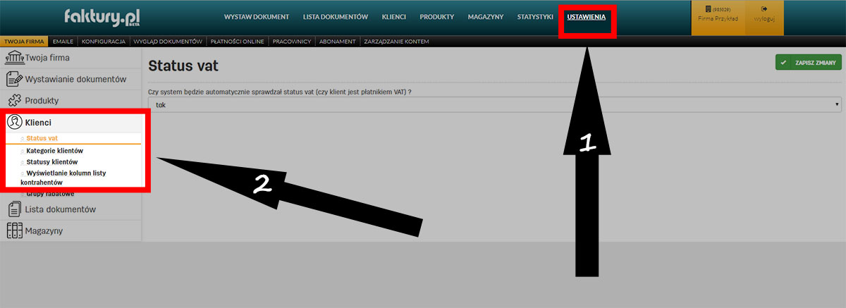 Nadawanie statusu VAT klientom w programie faktury.pl Status VAT klienta w programie faktury.pl