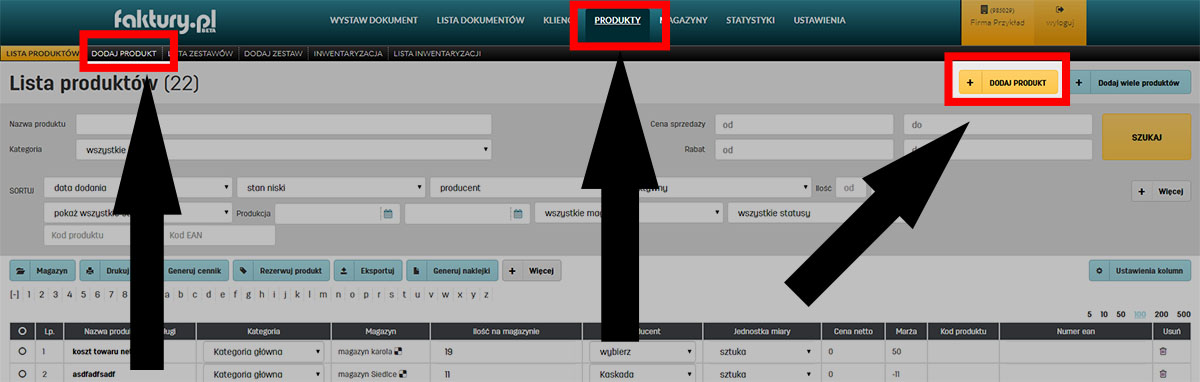 Jak dodać produkt w serwisie faktury.pl Dodawanie produktów w najlepszym programie do faktur online faktury.pl