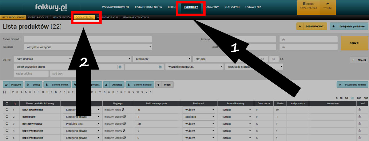 Jak utworzyć zestaw produktów na faktury.pl Zestawy produktów w najlepszym programie do fakturowania online faktury.pl