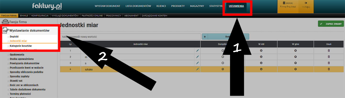 Jak ustawić własne jednostki miar w programie faktury.pl Własne jednostki miar na dokumentach wystawianych w programie faktury.pl