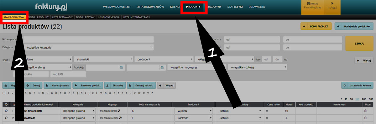 Jak dodać produkt podobny do dodanego wcześniej w programie faktury.pl Dodawanie produktów podobnych w programie do faktur online faktury.pl