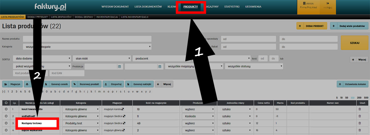Kod kreskowy dla produktu w serwisie faktury.pl Dodawanie kodu kreskowego do produktu na faktury.pl