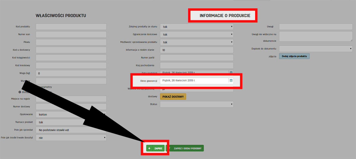 Okresy gwarancji dla produktów w serwisie faktury.pl Okres gwarancji przypisany do produktu w serwisie faktury.pl
