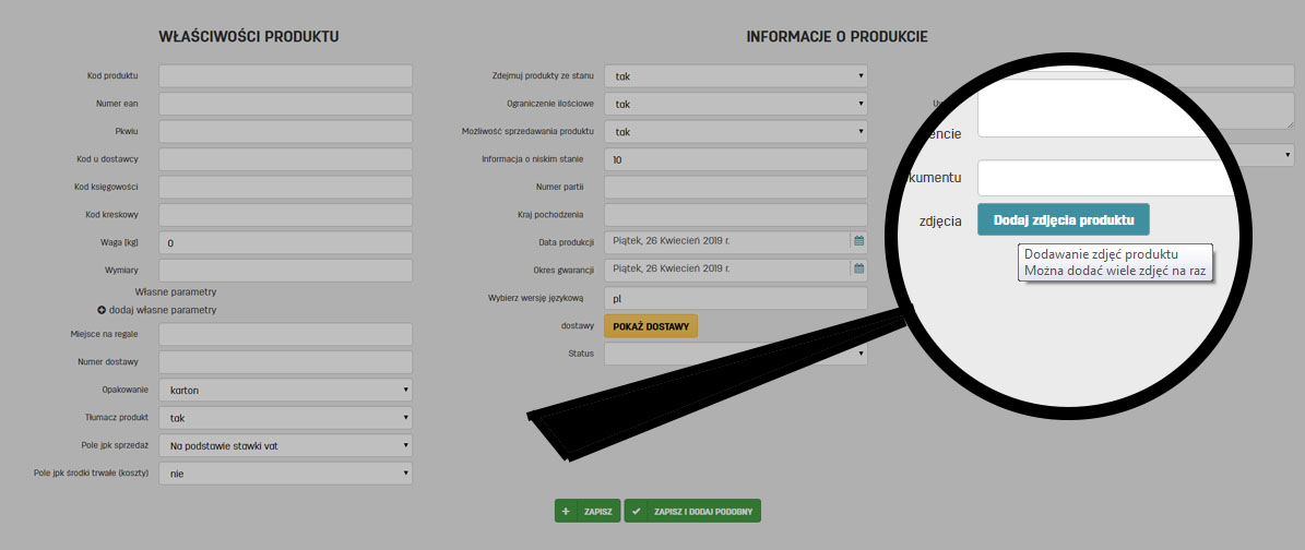 Dodawanie kilku zdjęć do produktu na faktury.pl