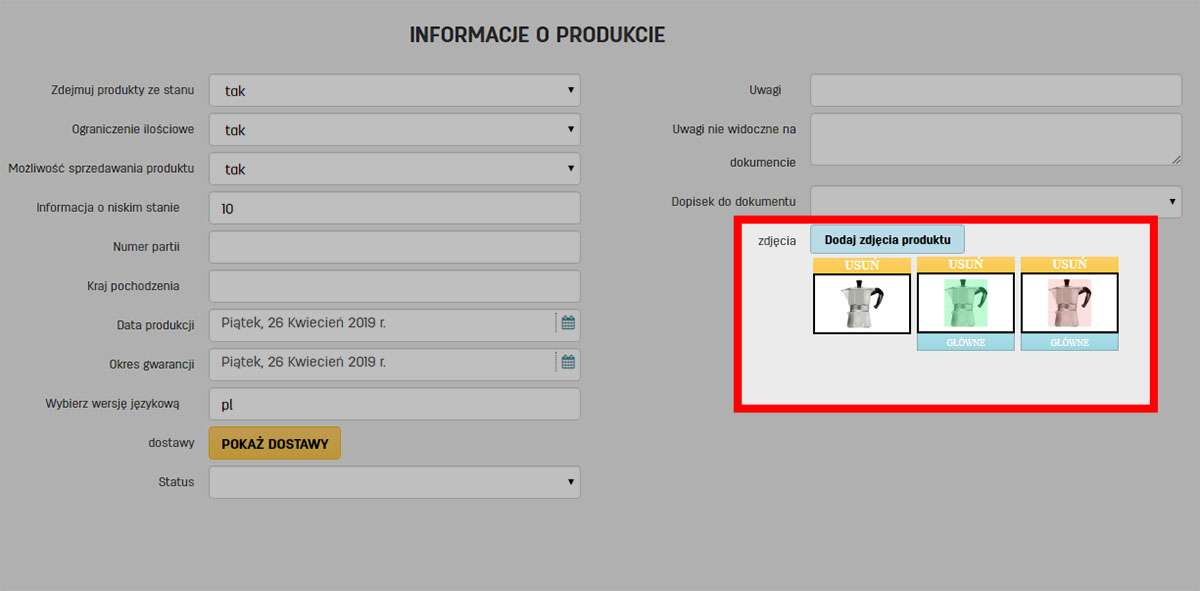 Usuwanie zdjęć produktów na faktury.pl