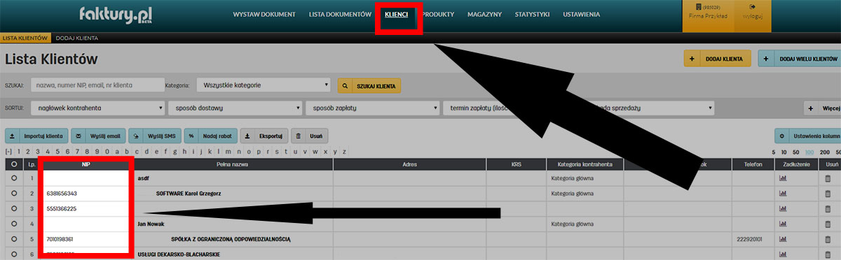 Edycja informacji o kliencie w faktury.pl Jak zmienić dane klienta zapisanego w bazie faktury.pl