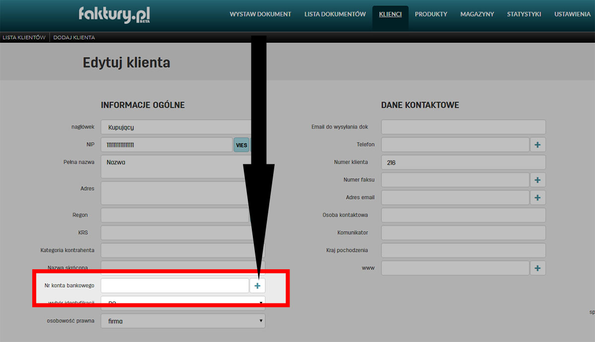 Edytowanie informacji o kontrahencie w serwisie faktury.pl Zmiana danych kontrahenta w serwisie do fakturowania faktury.pl