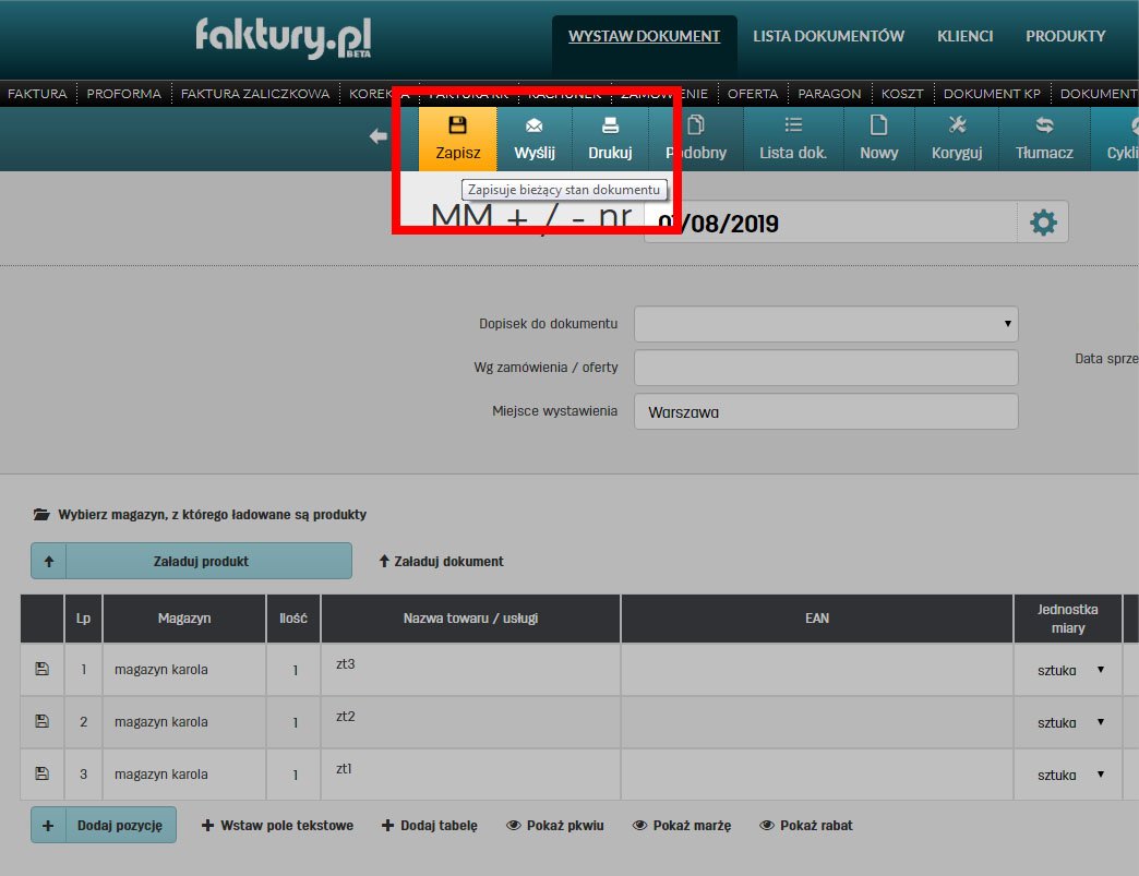 Generowanie pliku MM+ w programie magazynowym faktury.pl