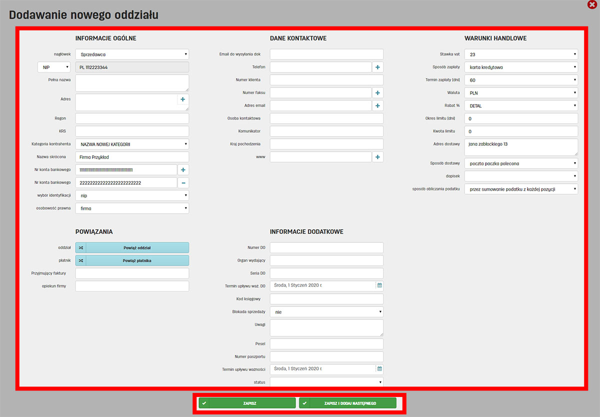 Jak edytować dane oddziału Edycja danych oddziału firmy w programie faktury.pl
