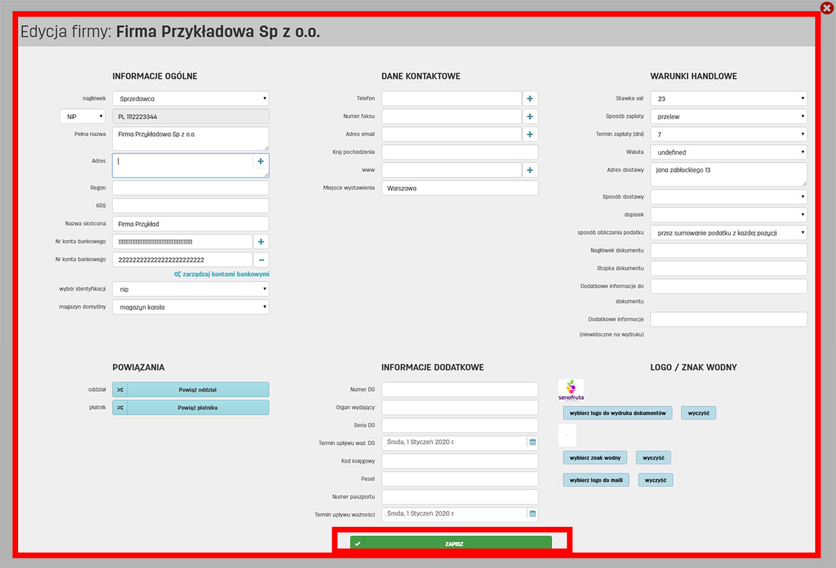 Konfigurowanie konta firmowego na faktury.pl