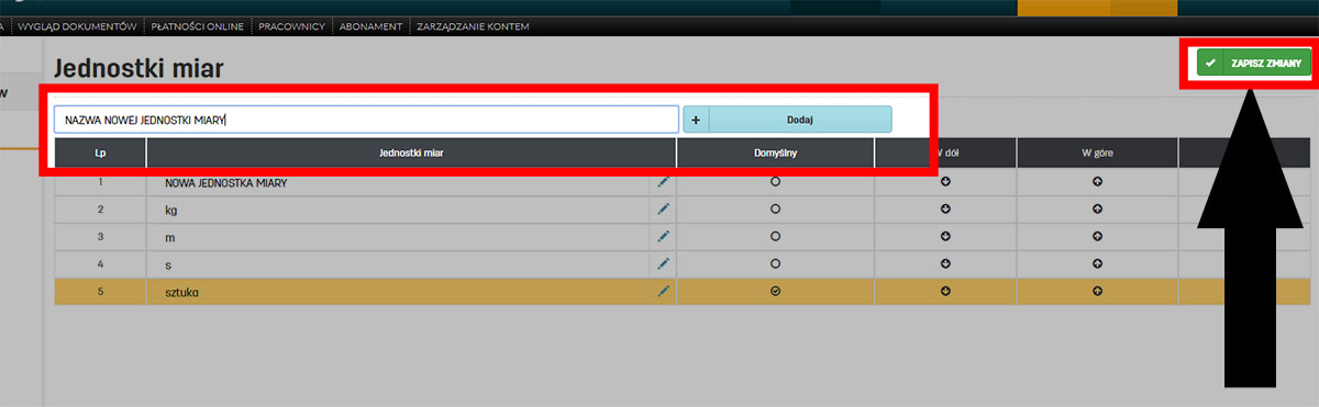 Jak dodać nową jednostkę miary w serwisie faktury.pl
