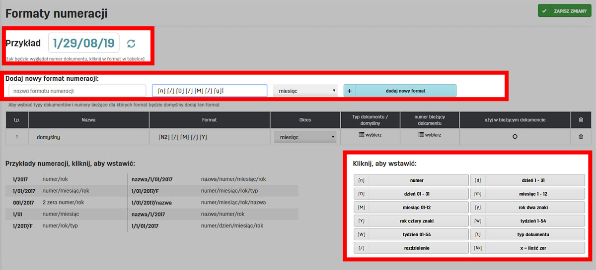 Własne formaty numeracji dokument&oacute;w