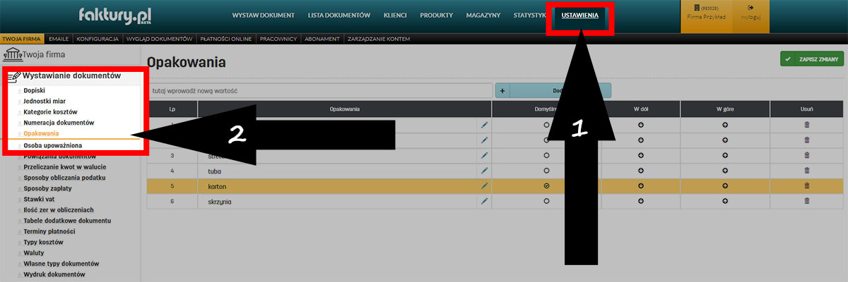 Opakowania w najlepszym programie do fakturowania faktury.pl