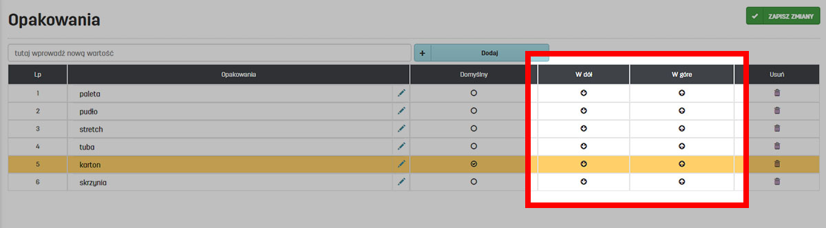 Konfiguracja własnych opakować w faktury.pl