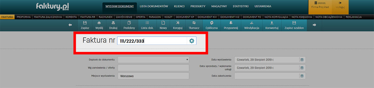 Własne formaty numeracji faktur na faktury.pl Formaty numeracji dokumentów w programie faktury.pl