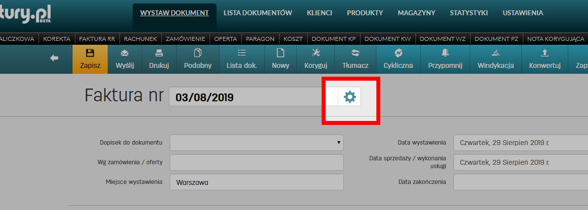 Jak zmienić format numeracji na fakturze w programie faktury.pl Ustawienia numeracji faktur w serwisie faktury.pl