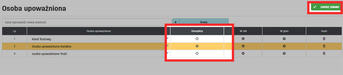 Domyślna osoba wystawiająca dokument na faktury.pl