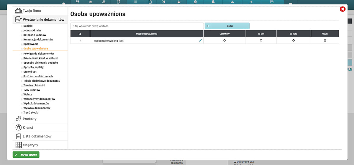 Ustawienia osób upoważnionych do wystawiania faktur w serwisie faktury.pl