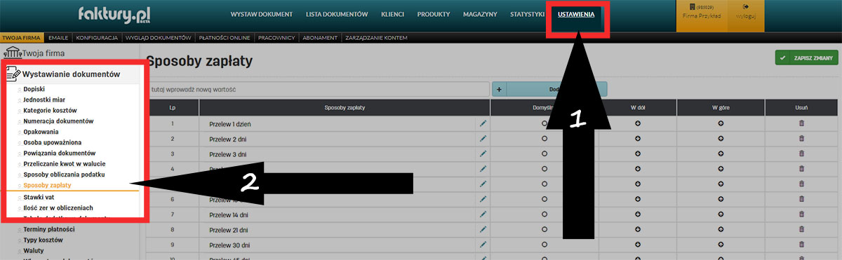 Sposoby zapłaty dostępne w serwisie do fakturowania faktury.pl