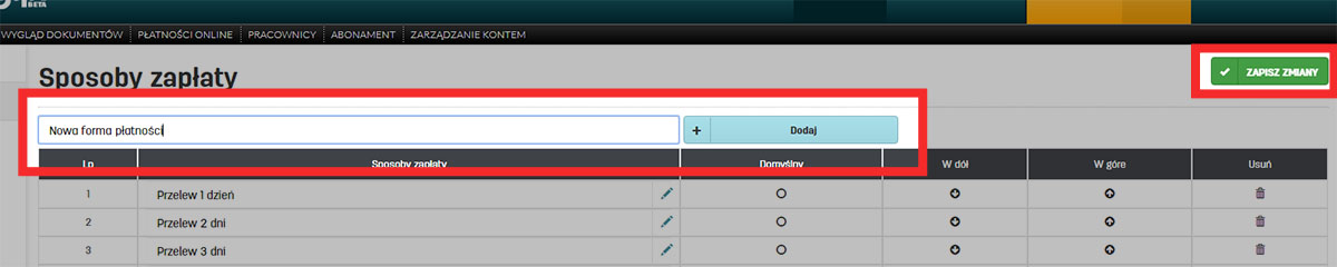 Dodawanie własnego sposobu zapłaty na faktury.pl