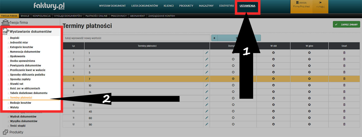 Jak ustawić własne terminy płatności na faktury.pl Własne terminy płatności na faktury.pl