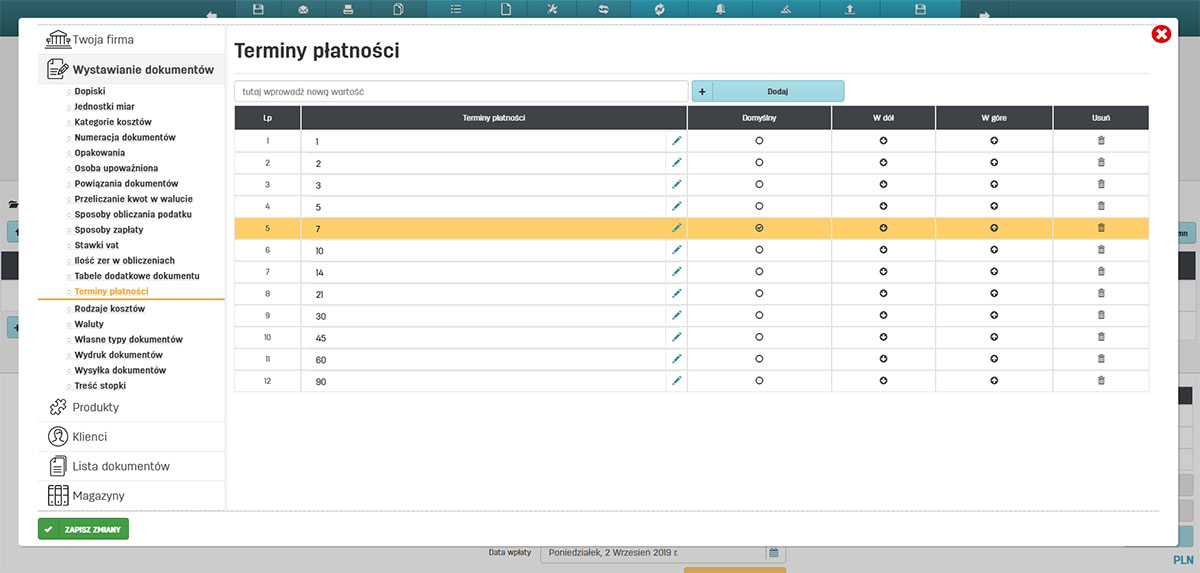 Jak edytować terminy płatności w serwisie faktury.pl Ustawienia terminów płatności w serwisie faktury.pl