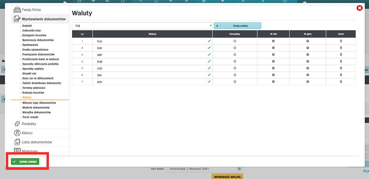 Jak edytować ustawienia walut w serwisie do fakturowania faktury.pl Edycja ustawień walut w programie faktury.pl