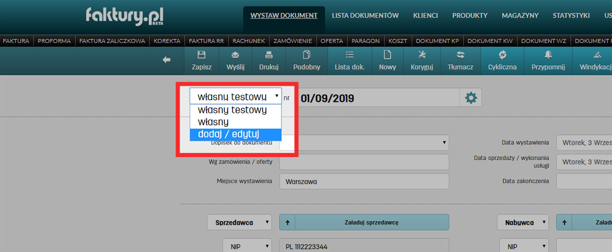 Dodawanie własnych dokumentów w programie faktury.pl