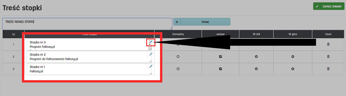 Jak edytować stopki w serwisie faktury.pl Edycja stopki w ustawieniach programu faktury.pl