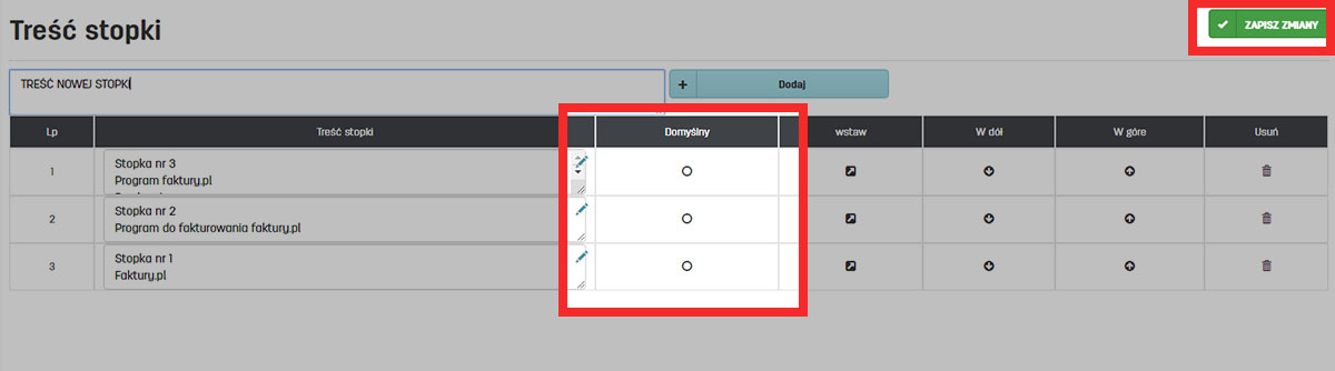 Jak ustawić domyślną stopkę do dokumentów w faktury.pl Domyślna stopka do faktur wystawianych na faktury.pl