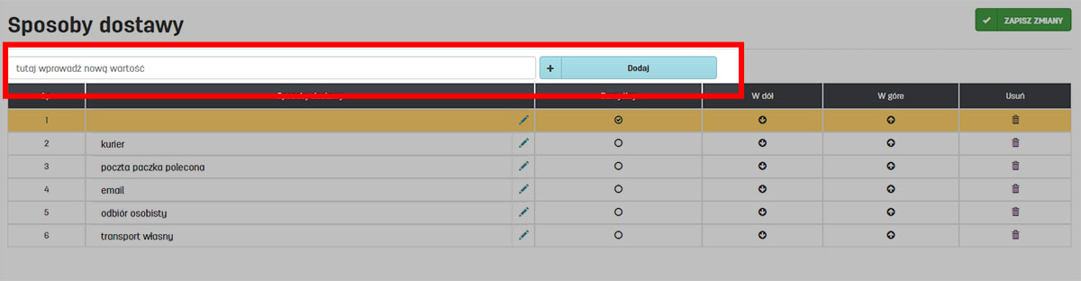 Własny spos&oacute;b dostawy w ustawieniach serwisu faktury.pl