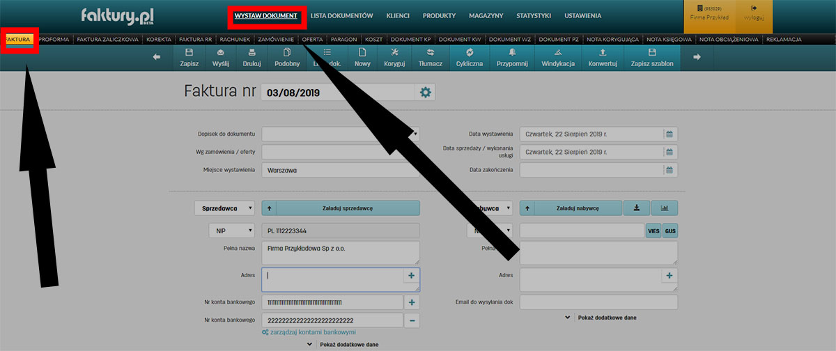 Wystawianie faktury w programie do fakturowania online faktury.pl