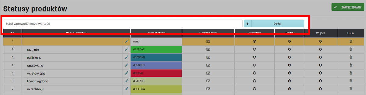 Jak dodać własny status dla produktów w serwisie faktury.pl Własne statusy produktów na faktury.pl